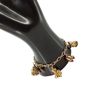 TMOTEC Wizard of Oz Charm Bracelet Gold Tone Character Figures Ruby Slippers